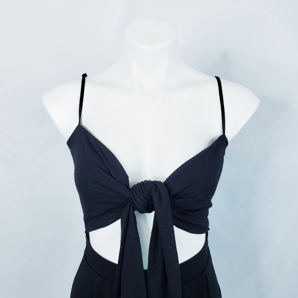 NWT ASOS Cami Jumpsuit with Tie Knot Front Black Jersey - Picture 2 of 9